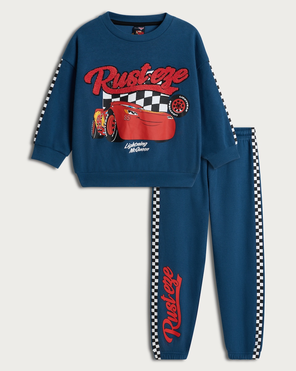 image 1 of Disney Lightning McQueen Cotton Rich Sweatshirt and Joggers Set in Blue