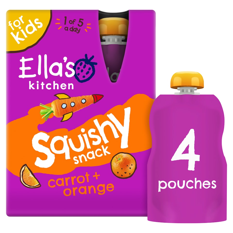 Ella's Kitchen Squishy Snack - Carrot + Orange 4 x 100g