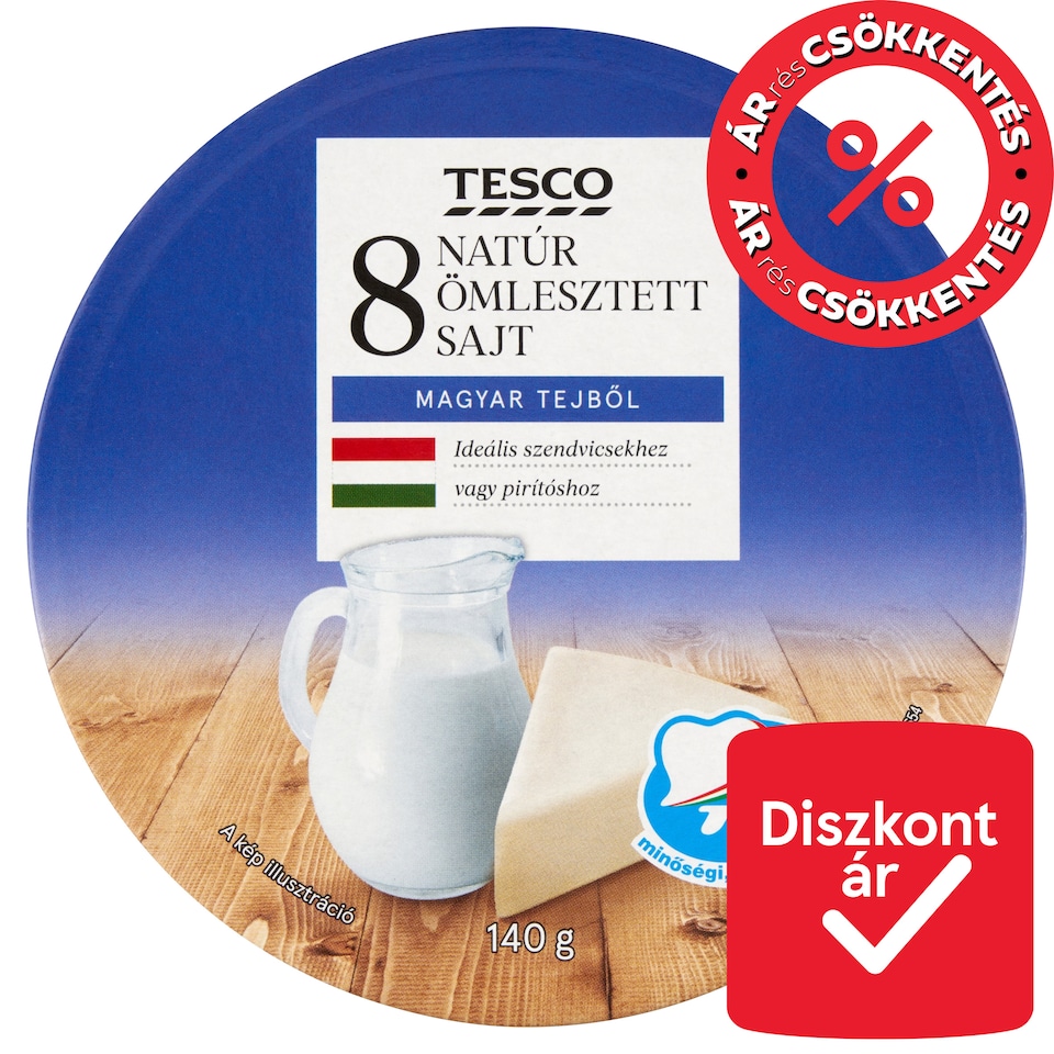 Tesco natúr ömlesztett sajt 8 db 140 g