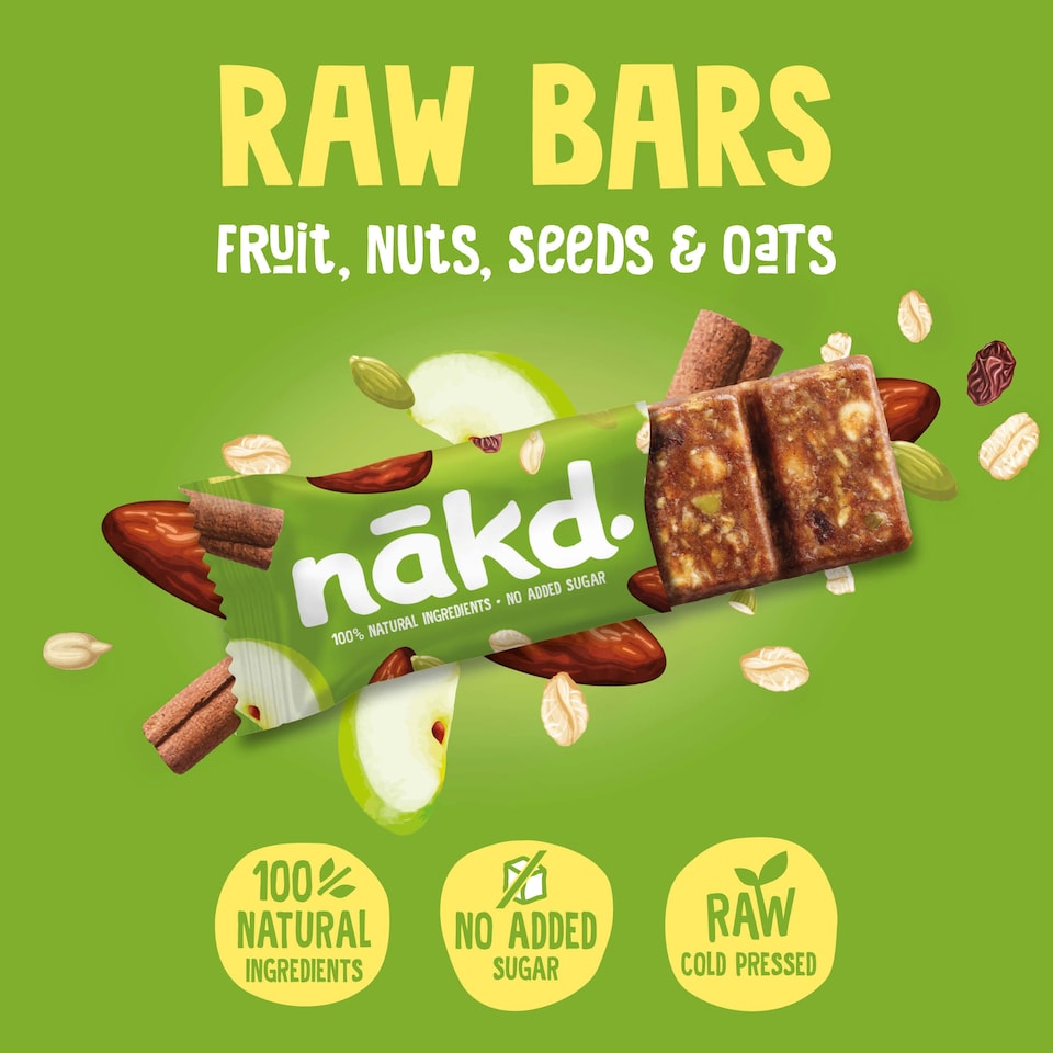 image 1 of Nakd Fruit & Fibre Apple & Cinnamon Bars 3 x 44g