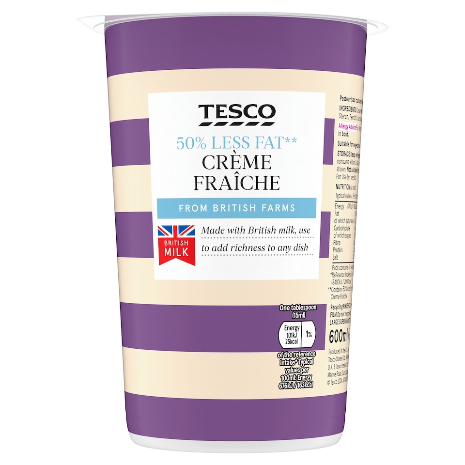 Tesco 50% Less Fat Creme Fraiche 600Ml