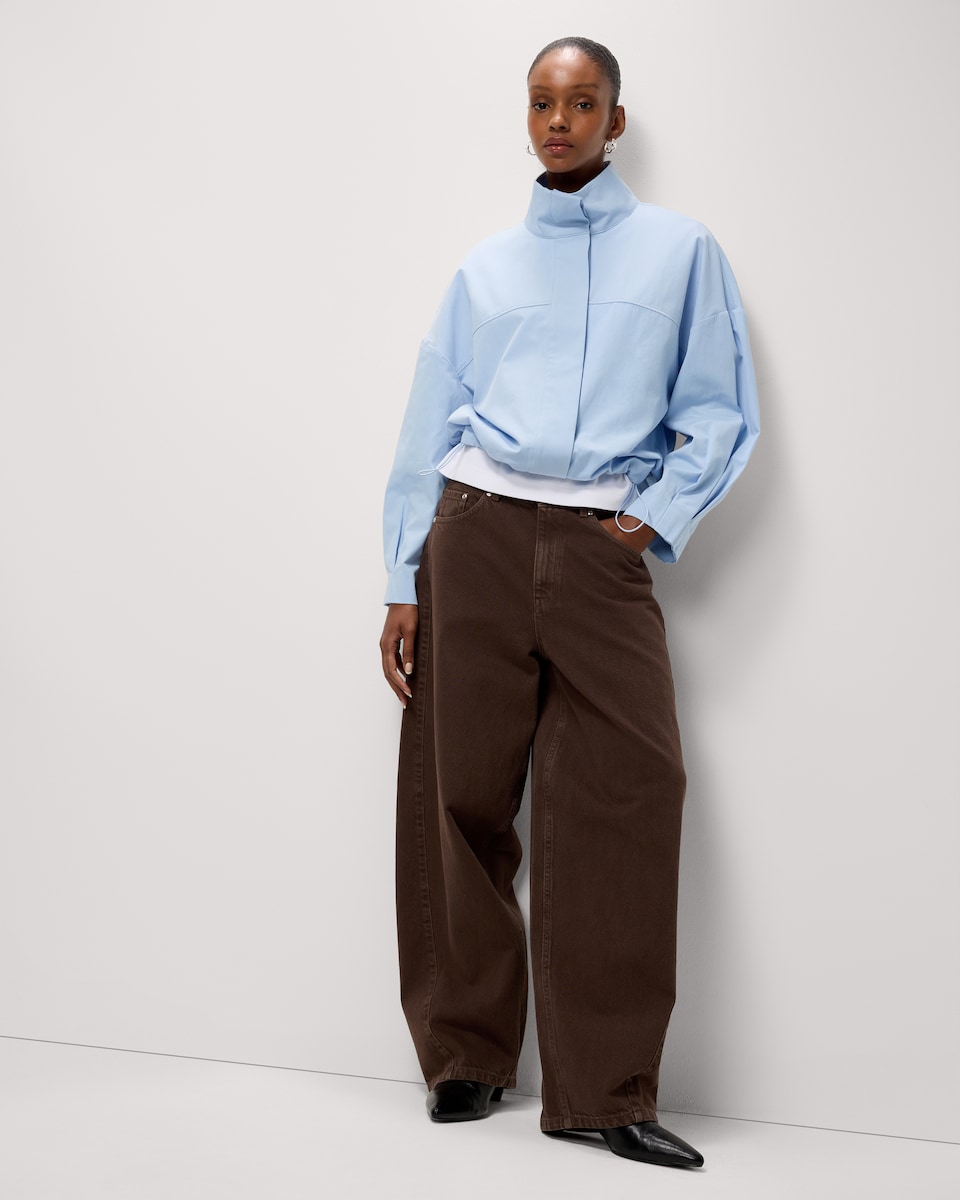image 1 of F&F Pure Cotton Funnel Neck Jacket in Blue