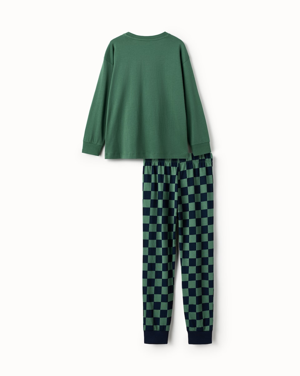 image 1 of F&F Boys Pure Cotton Printed Pyjama Set in Green