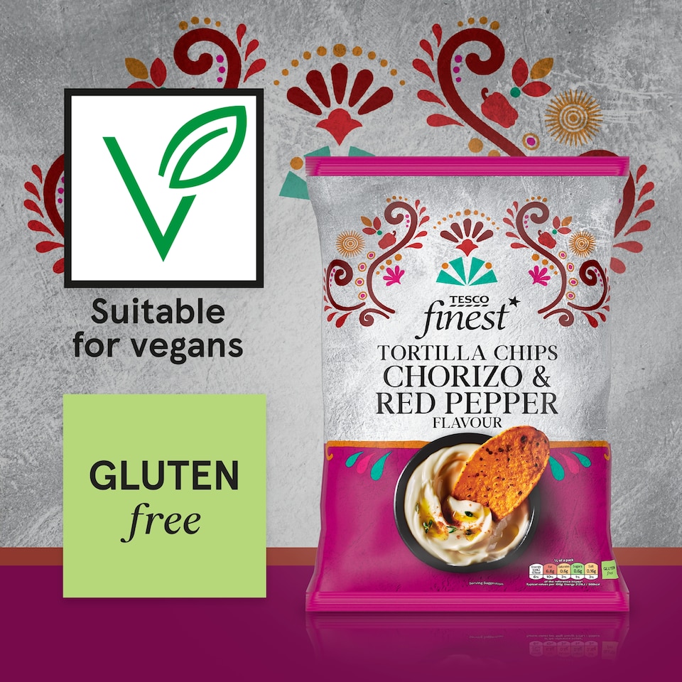 image 1 of Tesco Finest Chorizo & Red Pepper Flavour Tortilla Chips 150g