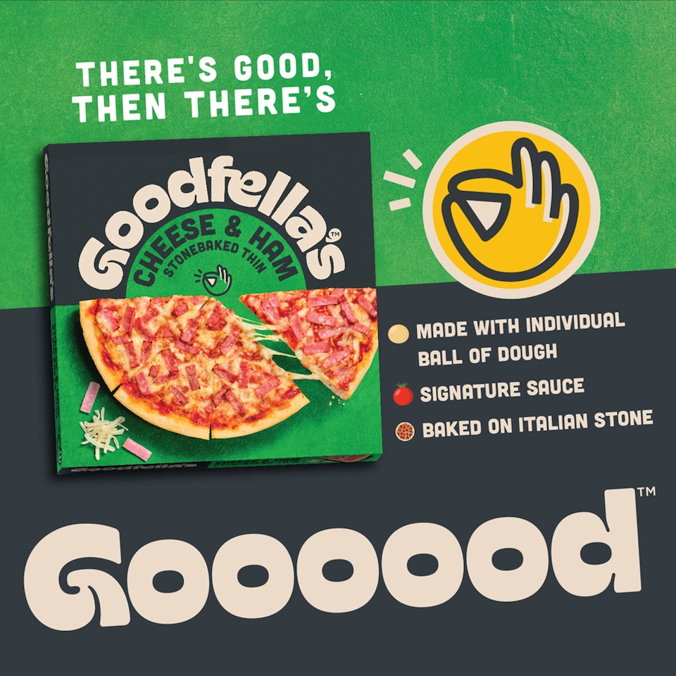 image 1 of Goodfella's Stone Baked Thin Cheese & Ham Pizza 351G