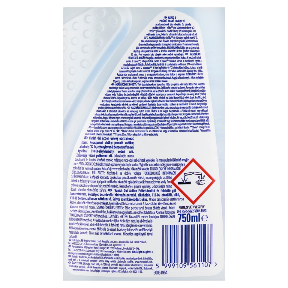 Obrázek 1 pro produkt Vanish Oxi Action Gelový odstraňovač skvrn 750ml
