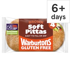 Warburtons Gluten Free 4 Soft Brown Pittas