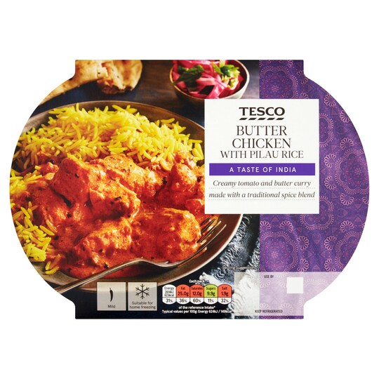 Tesco Indian Butter Chicken & Rice 450G Tesco Groceries