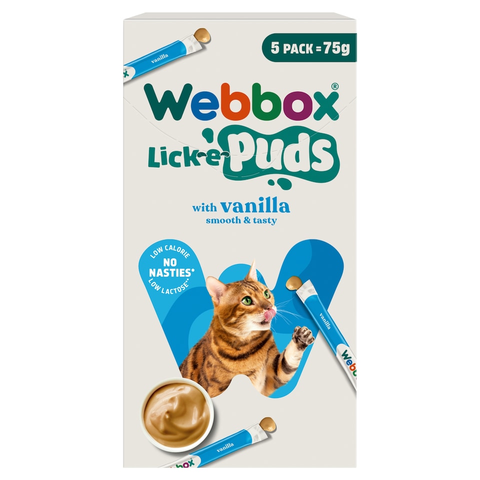 Webbox Lick-e-Puds Cat Treats - Vanilla 5 x 15g (75g)
