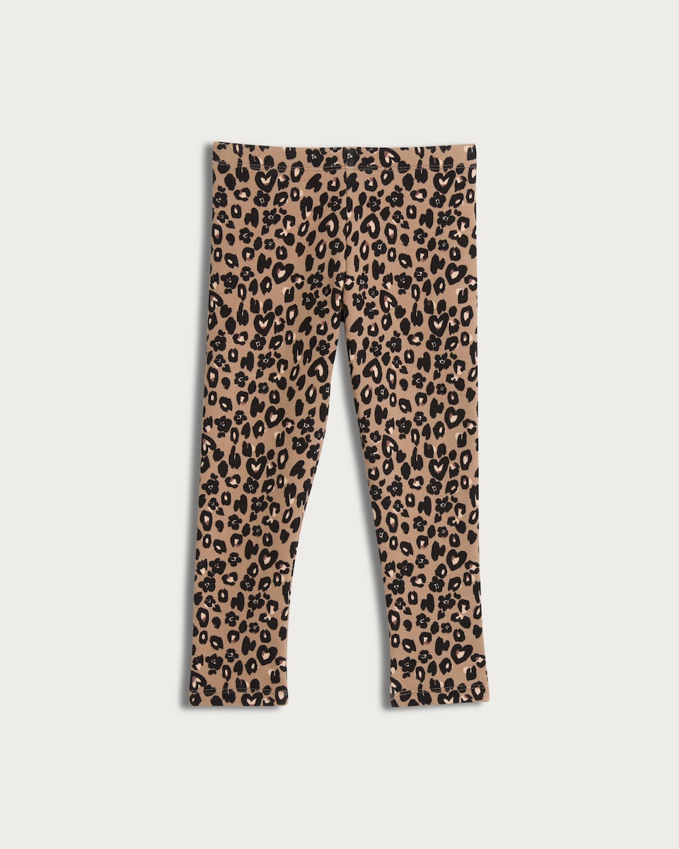 F&F Girls Leopard Print Fleece Lined Leggings in Multi
