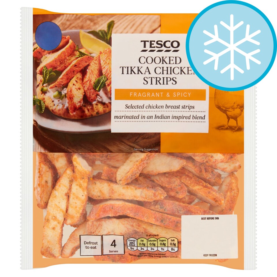 Tesco Cooked Tikka Chicken Strips 300G
