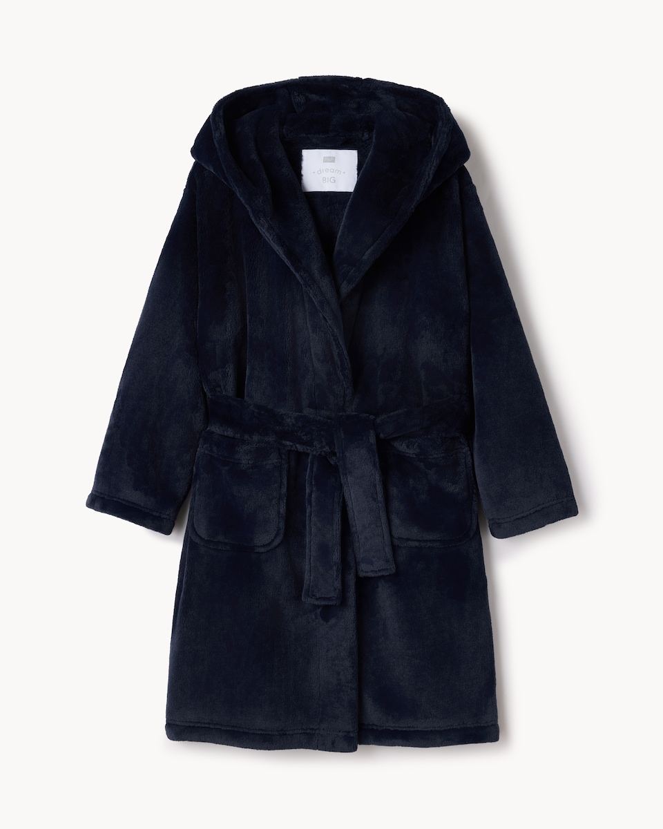 image 1 of F&F Boys Fleece Hooded Dressing Gown in Navy