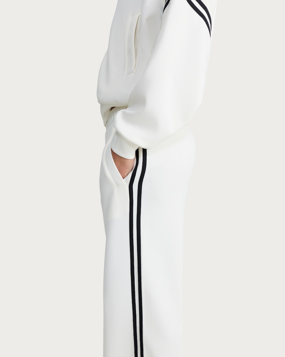 image 1 of F&F Active AFTERCLASS Side Stripe Wide Leg Joggers in Cream