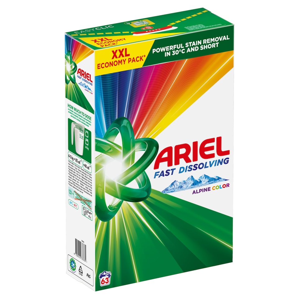 image 1 of Ariel Alpine Color Washing Powder Laundry Detergent, 3.465kg, 63 Washes