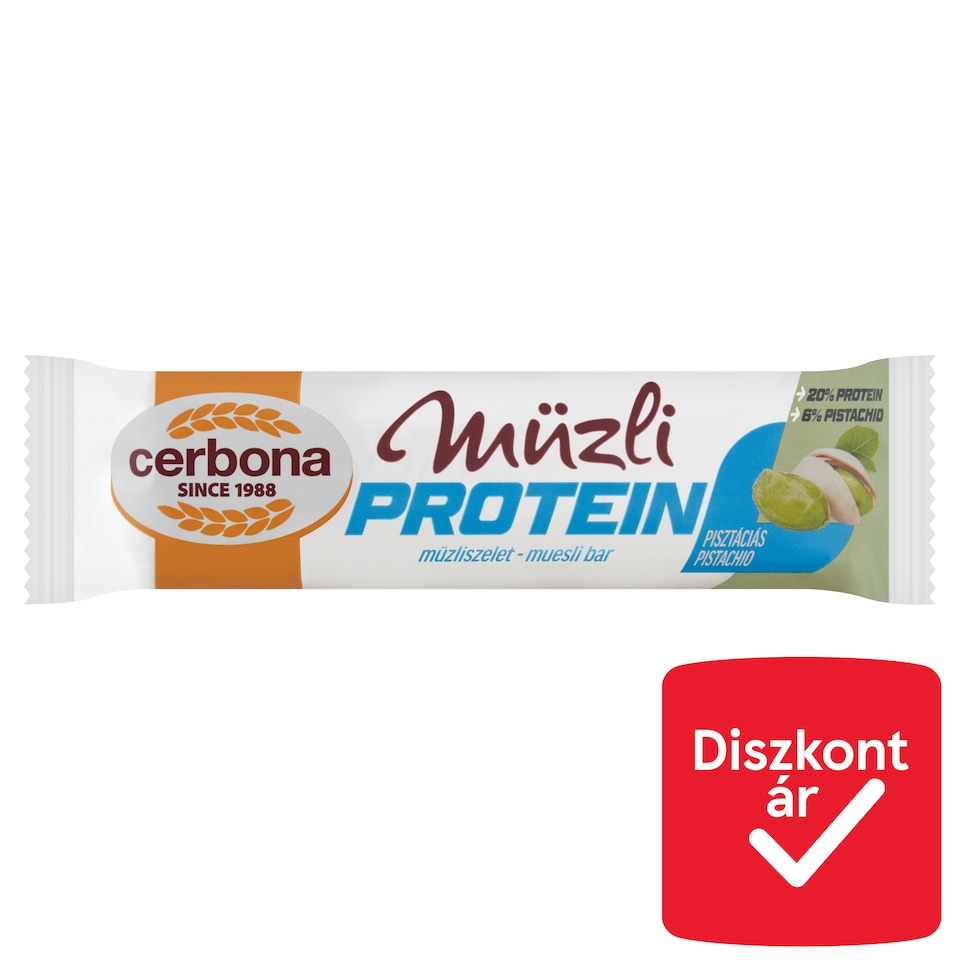 Cerbona Protein fehérjében gazdag pisztáciás müzliszelet 35 g  1. kép