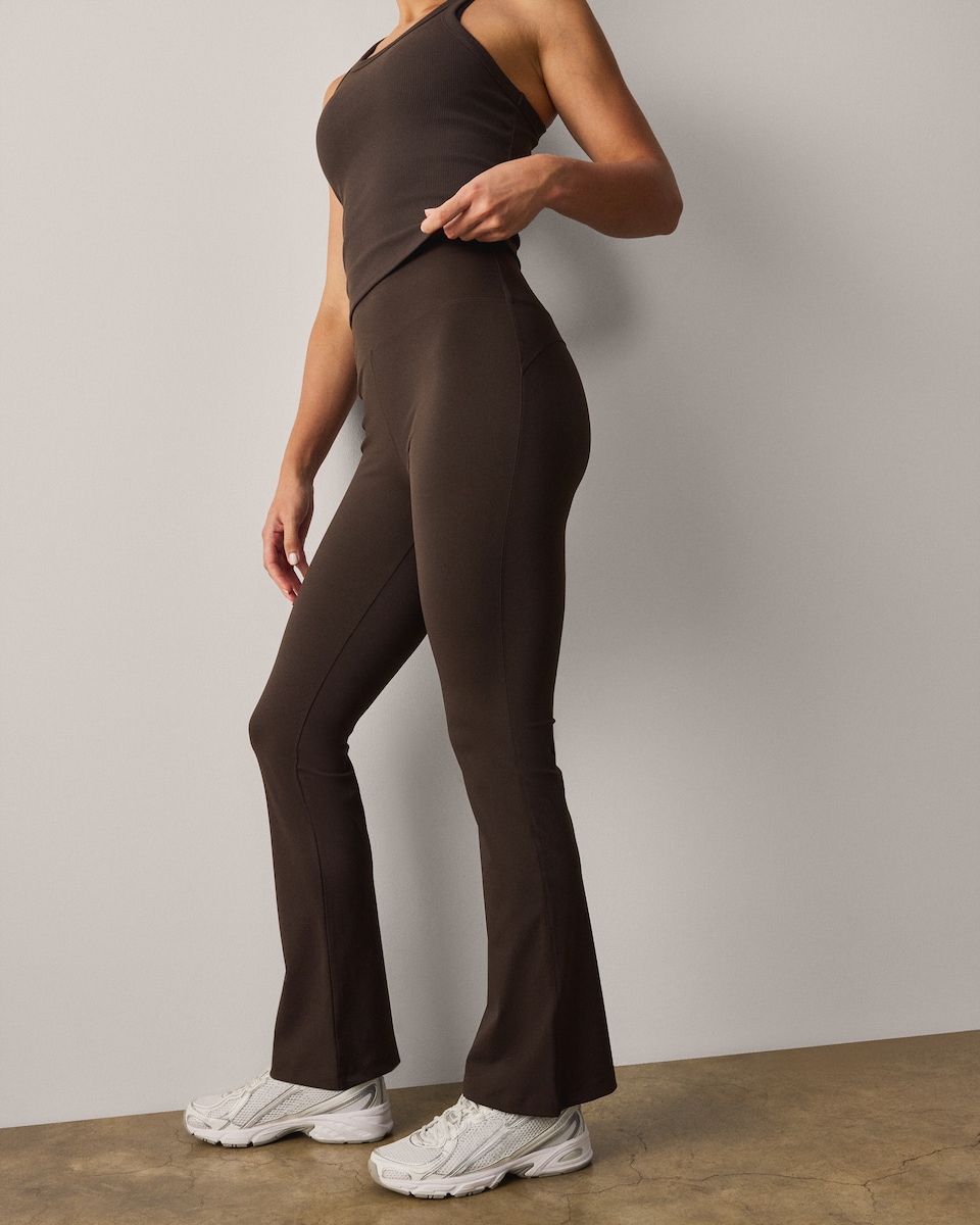 image 1 of F&F Active ULTRASTRETCH Flared Leggings in Brown