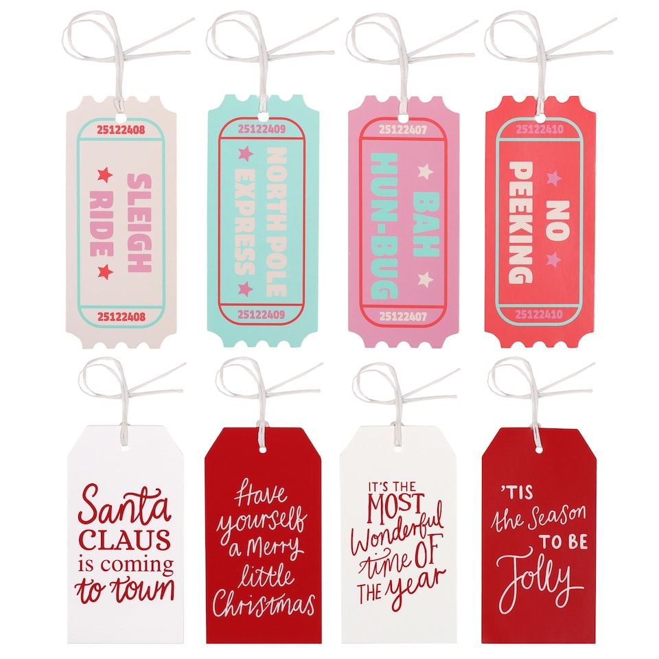 Tesco Santa Express Red & White Christmas Gift Tags Assortment 32 Pack