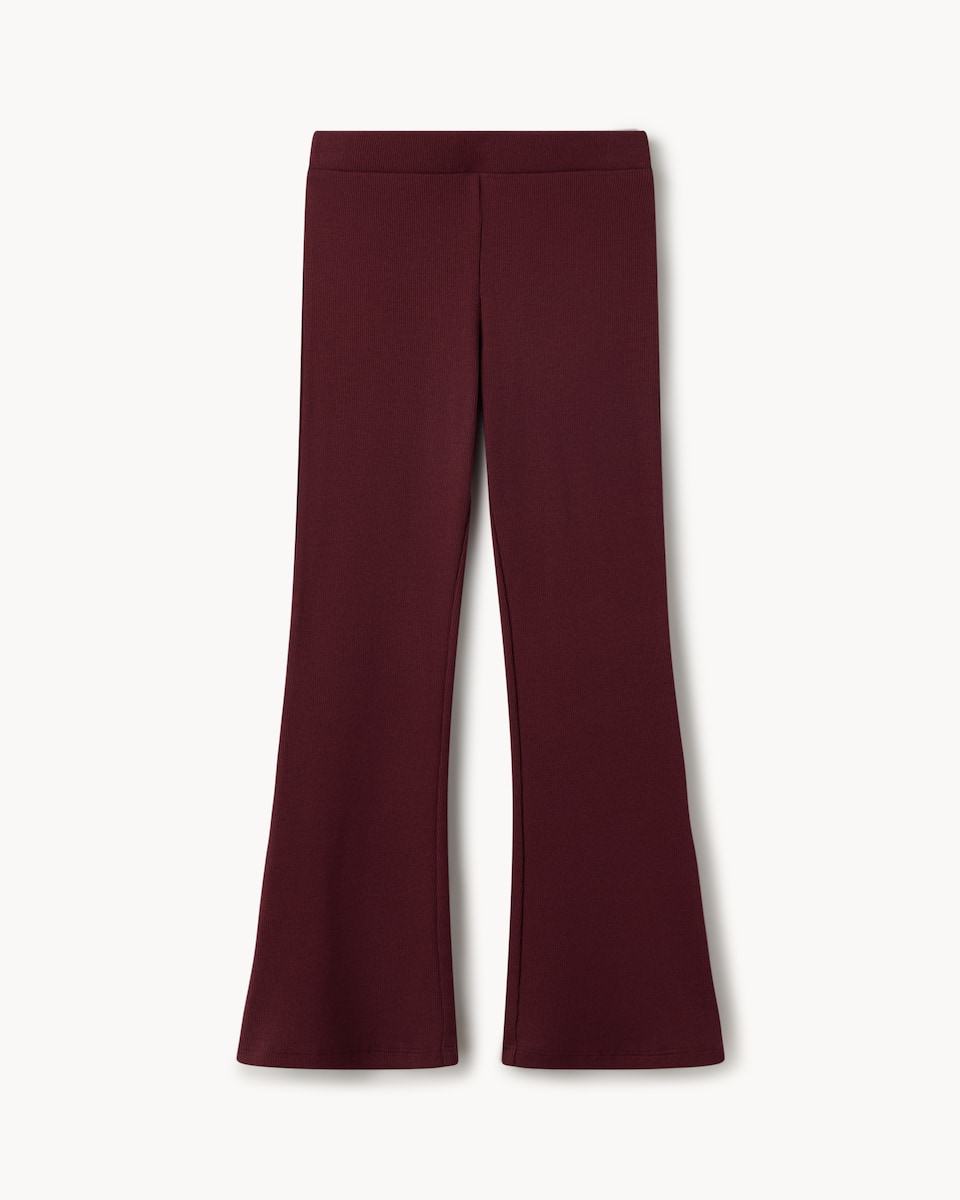 image 1 of F&F Girls Cotton Rich Flared Leggings in Burgundy