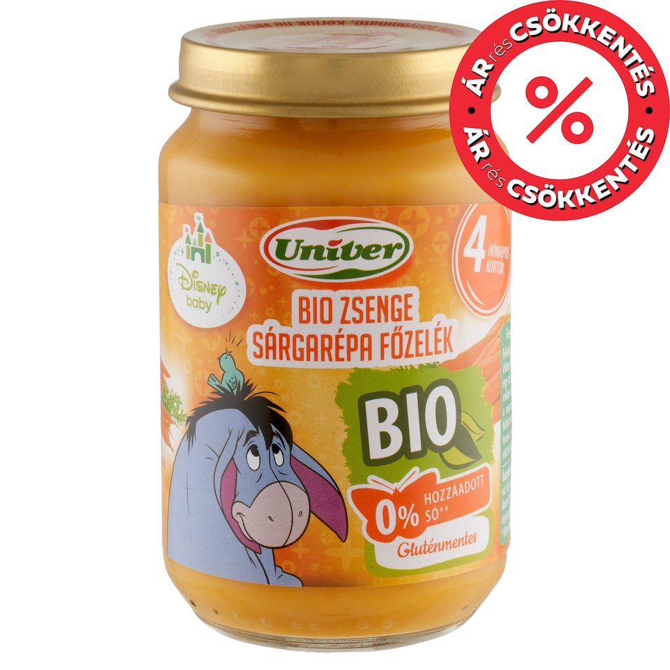 Univer Disney Baby bio zsenge sárgarépa főzelék 4 hónapos kortól 163 g