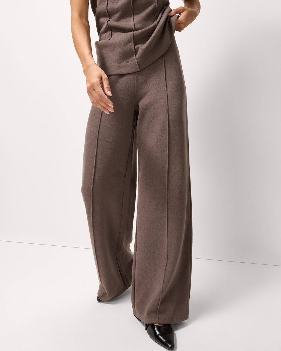 image 1 of F&F Brushed Wide Leg Co-ord Trousers in Brown