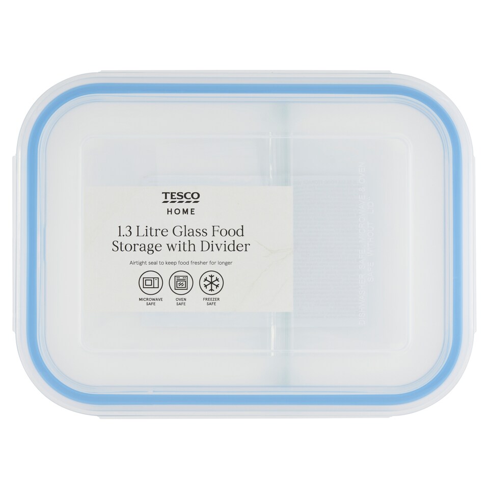image 1 of Tesco Glass Food Storage with Divider 1.3 L
