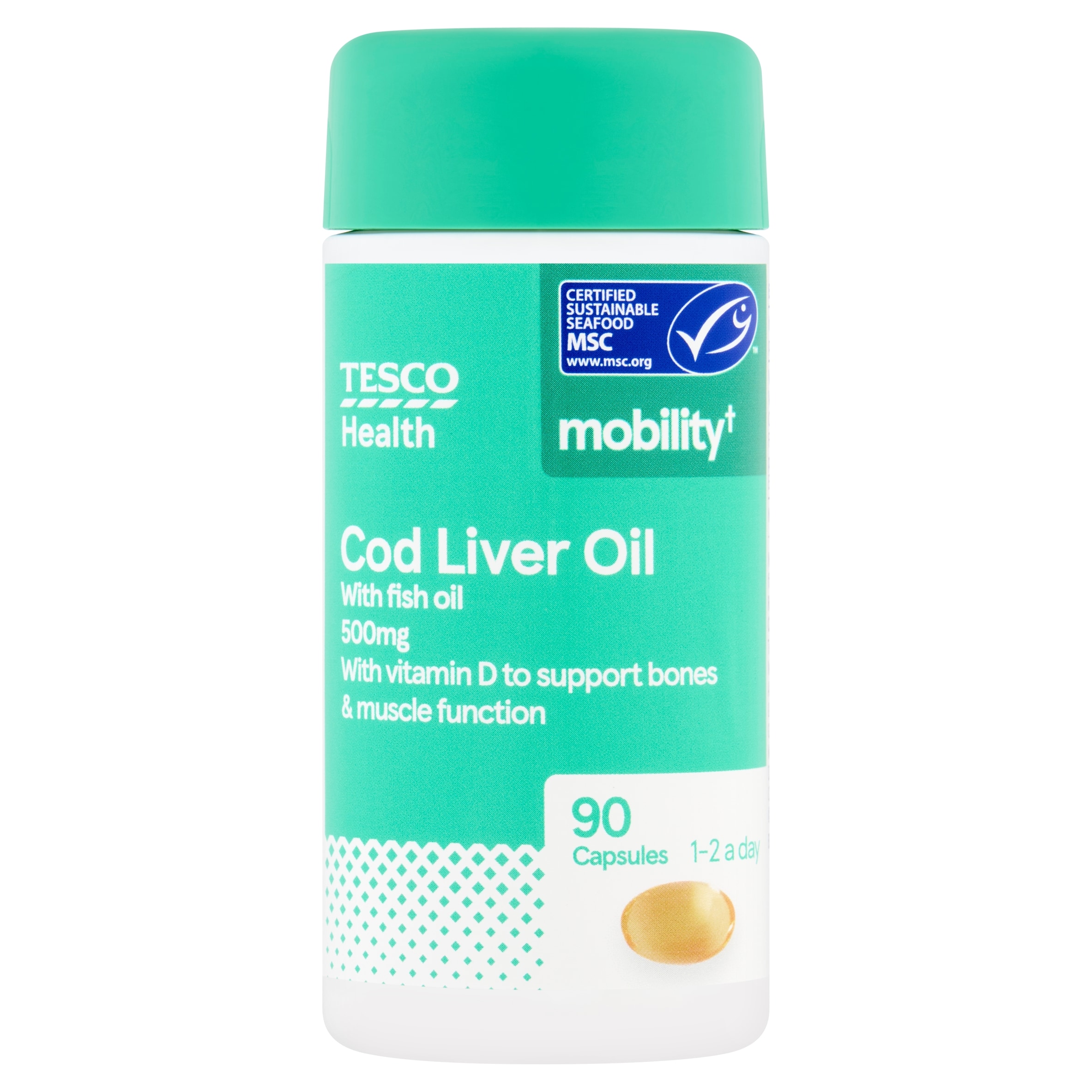 Tesco Health Omega-3 Cod Liver Oil Capsules - 500Mg 90s