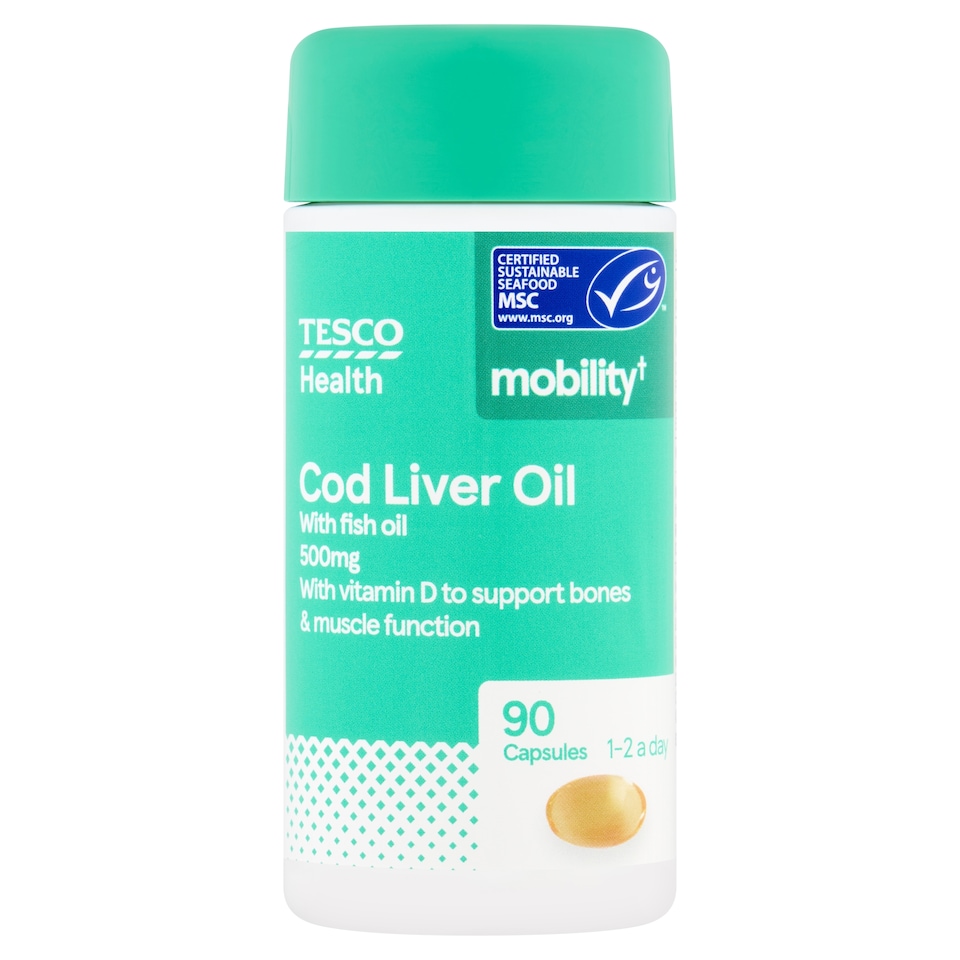 Tesco Health Omega-3 Cod Liver Oil Capsules - 500Mg 90s
