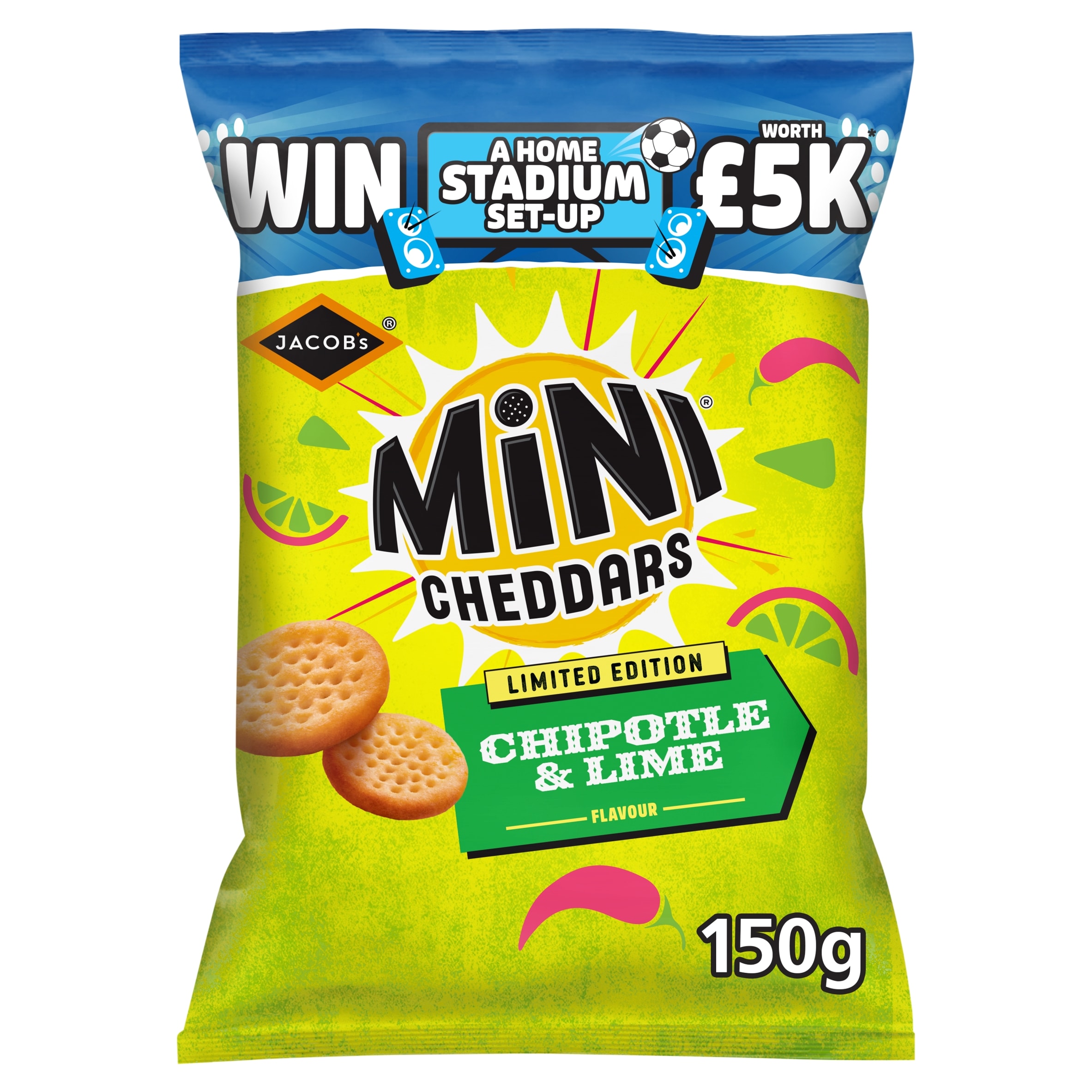 Jacob's Mini Cheddars Chipotle & Lime Baked Snack Biscuits 150g