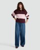 image 2 of F&F Cotton Rich Stripe Print Collared Rugby Sweatshirt in Multi Pink
