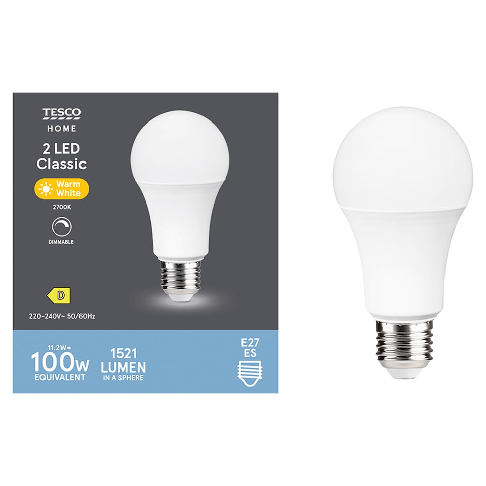 Tesco LED Classic Not Dimmable 100W ES Warm White 2 Pack