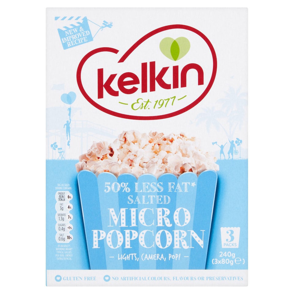Kelkin Lowfat Microwave Popcorn 3X80g
