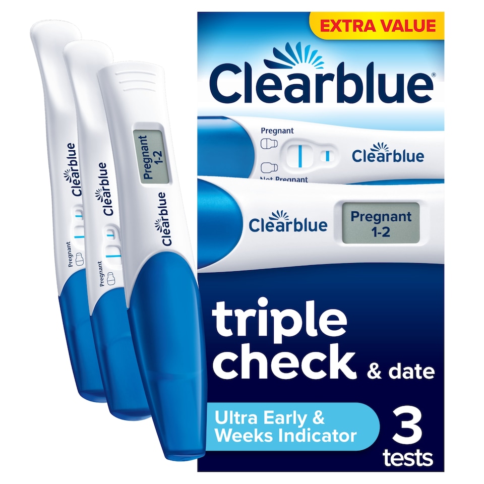 image 1 of Clearblue Triple Check & Date Pregnancy Test Combo Pack with 3 Tests