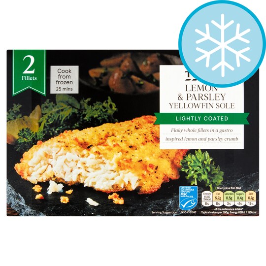 Tesco 2 Yellow Fin Sole Lemon & Parsley 250G Tesco Groceries