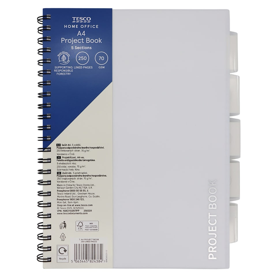 TESCO A4 PROJECT BOOK 250 PAGES