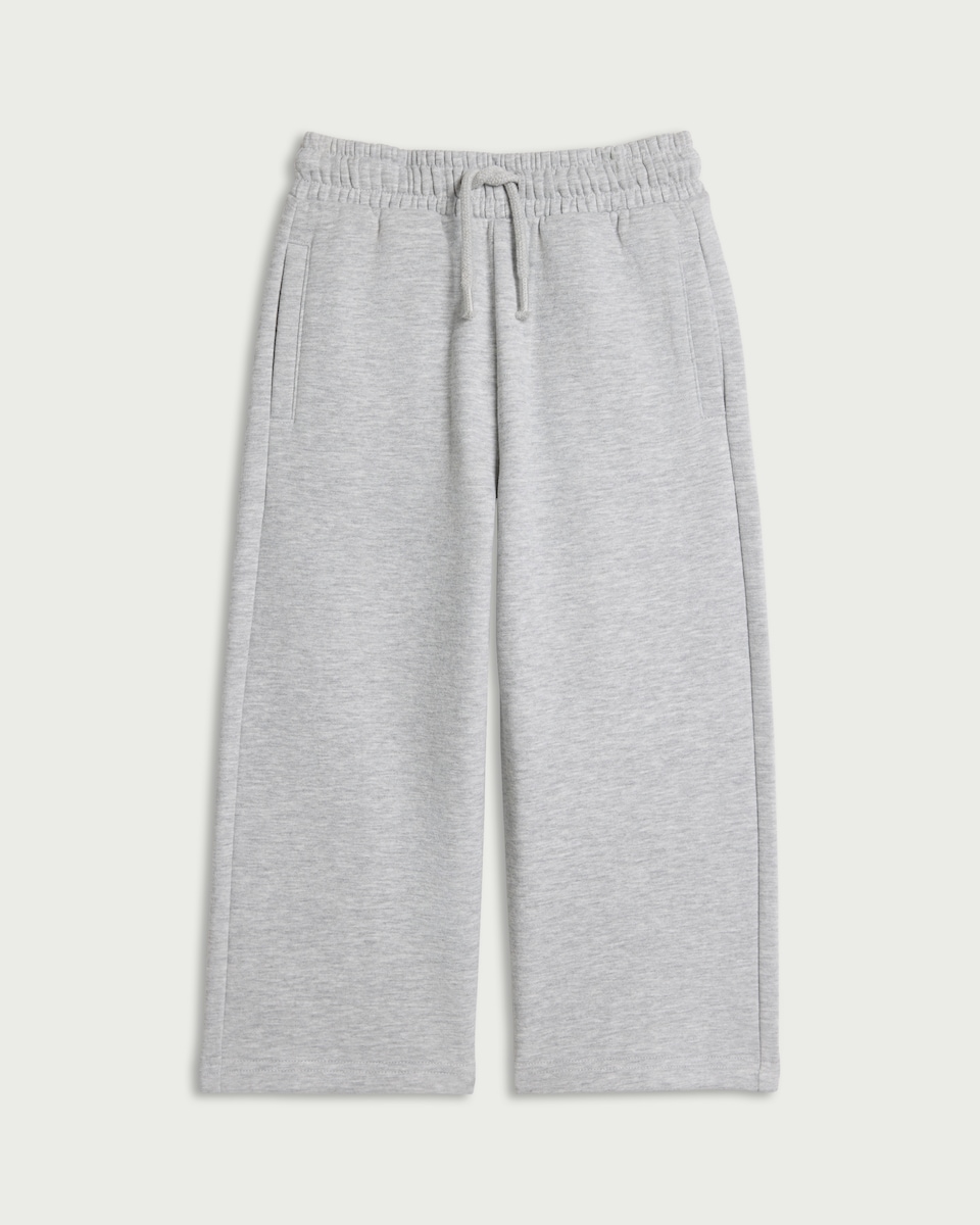 F&F Boys Cotton Rich Wide Leg Joggers in Grey Marl
