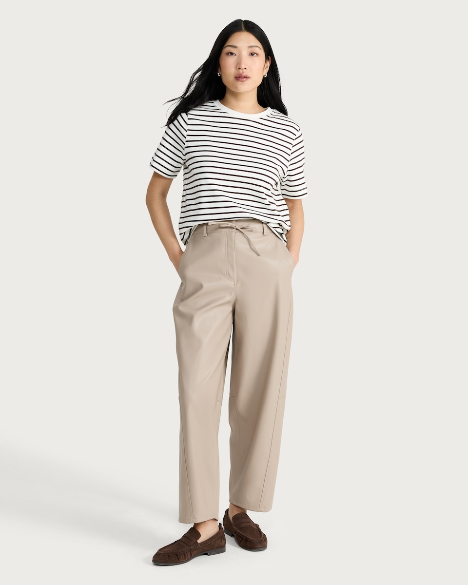 image 1 of F&F Pure Cotton Stripe Print T-Shirt in Multi Brown