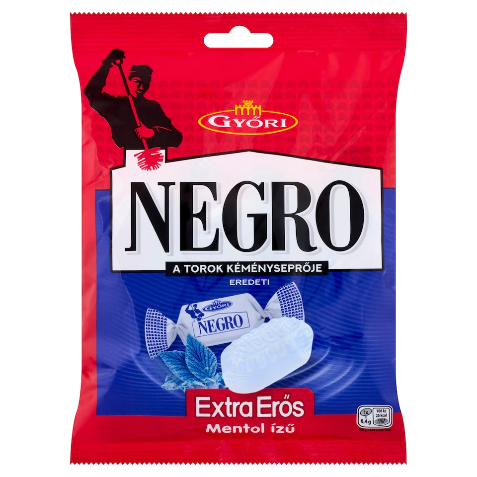 Győri Negro Extra Erős menta-mentol ízű keménycukorka 140 g 1. kép