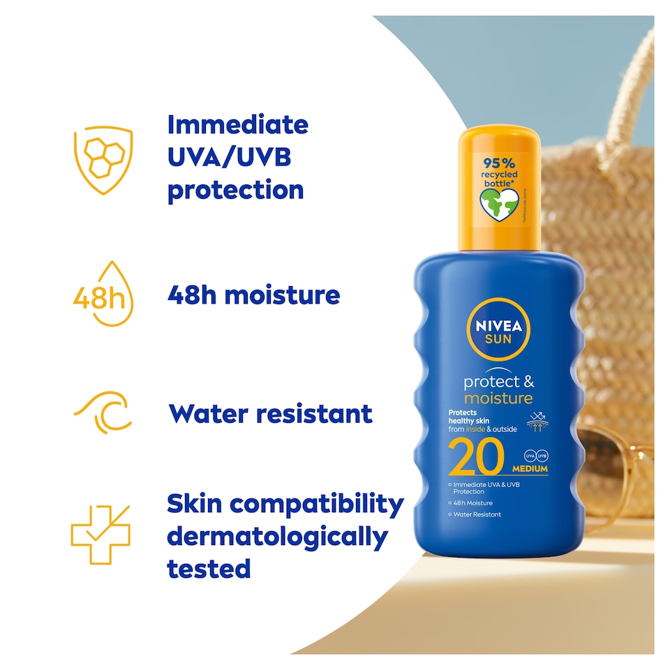 image 1 of NIVEA SUN Protect & Moisture Sun Cream Spray SPF20 200ml
