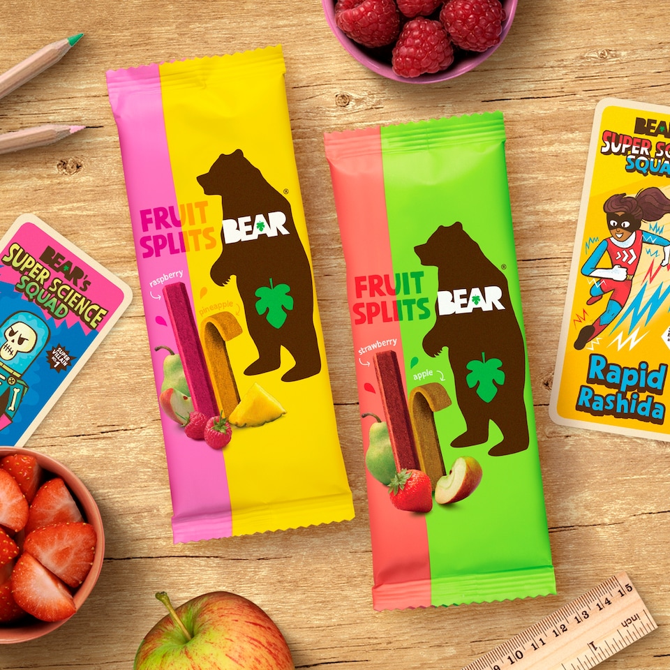 image 1 of Bear Fruit Split Strawberry & Apple 5 Pack 100G