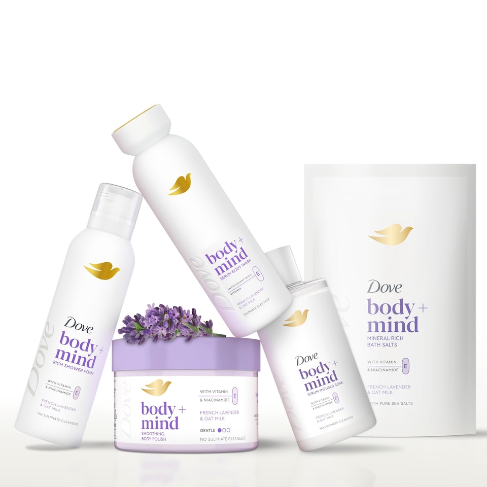image 1 of Dove Body + Mind French Lavender & Oat Milk Mousse 200ml