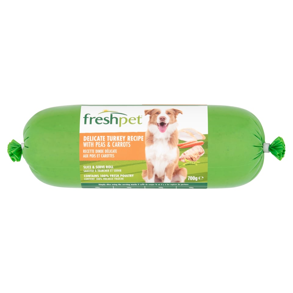 Freshpet Delicate Turkey Recipe with Peas & Carrots Roll for Dogs 700g