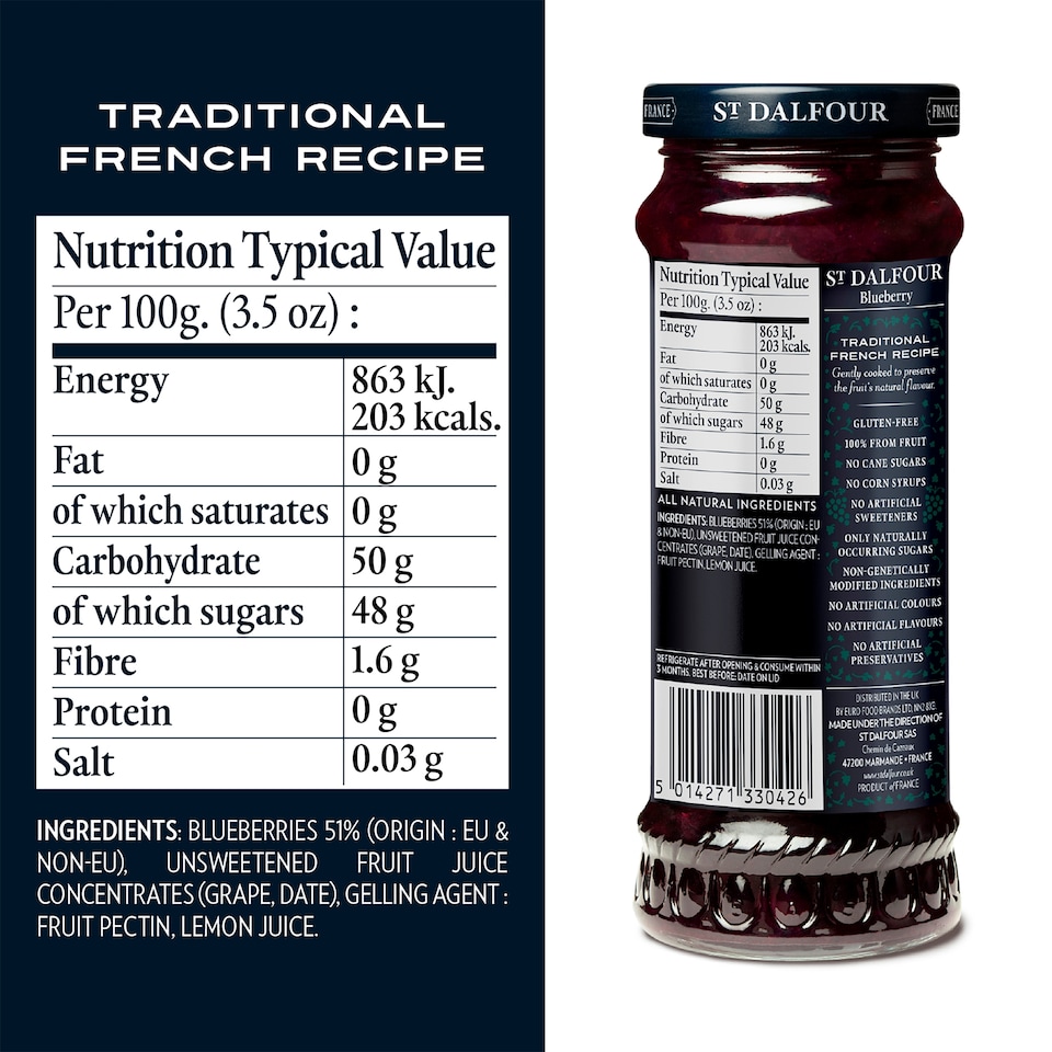 image 1 of St Dalfour Blueberry Spread 284g