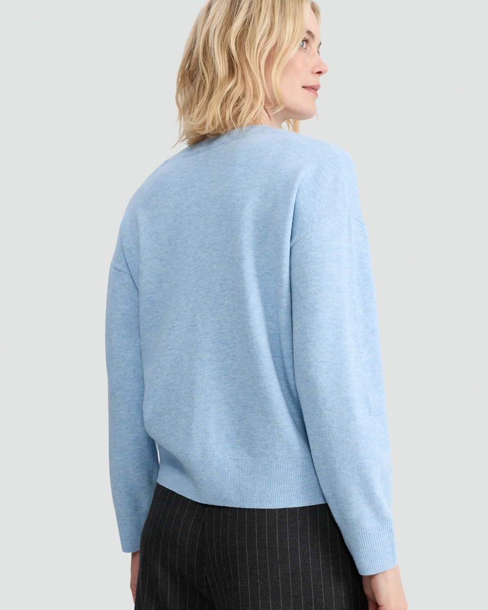 image 1 of F&F Knitted V Neck Jumper with Wool in Blue