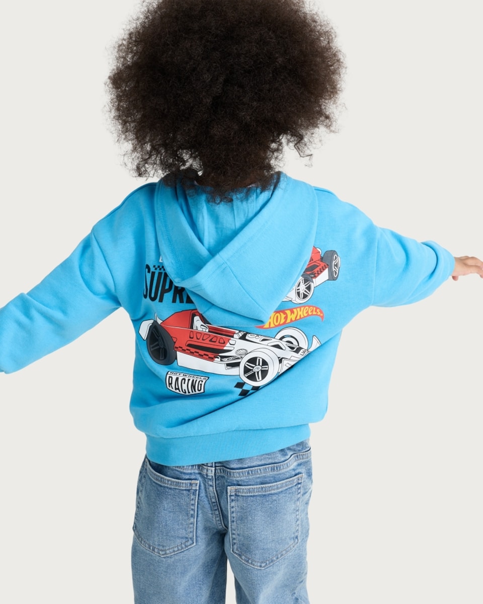 image 1 of Hot Wheels Cotton Rich Supreme Speed Zip Up Hoodie in Blue
