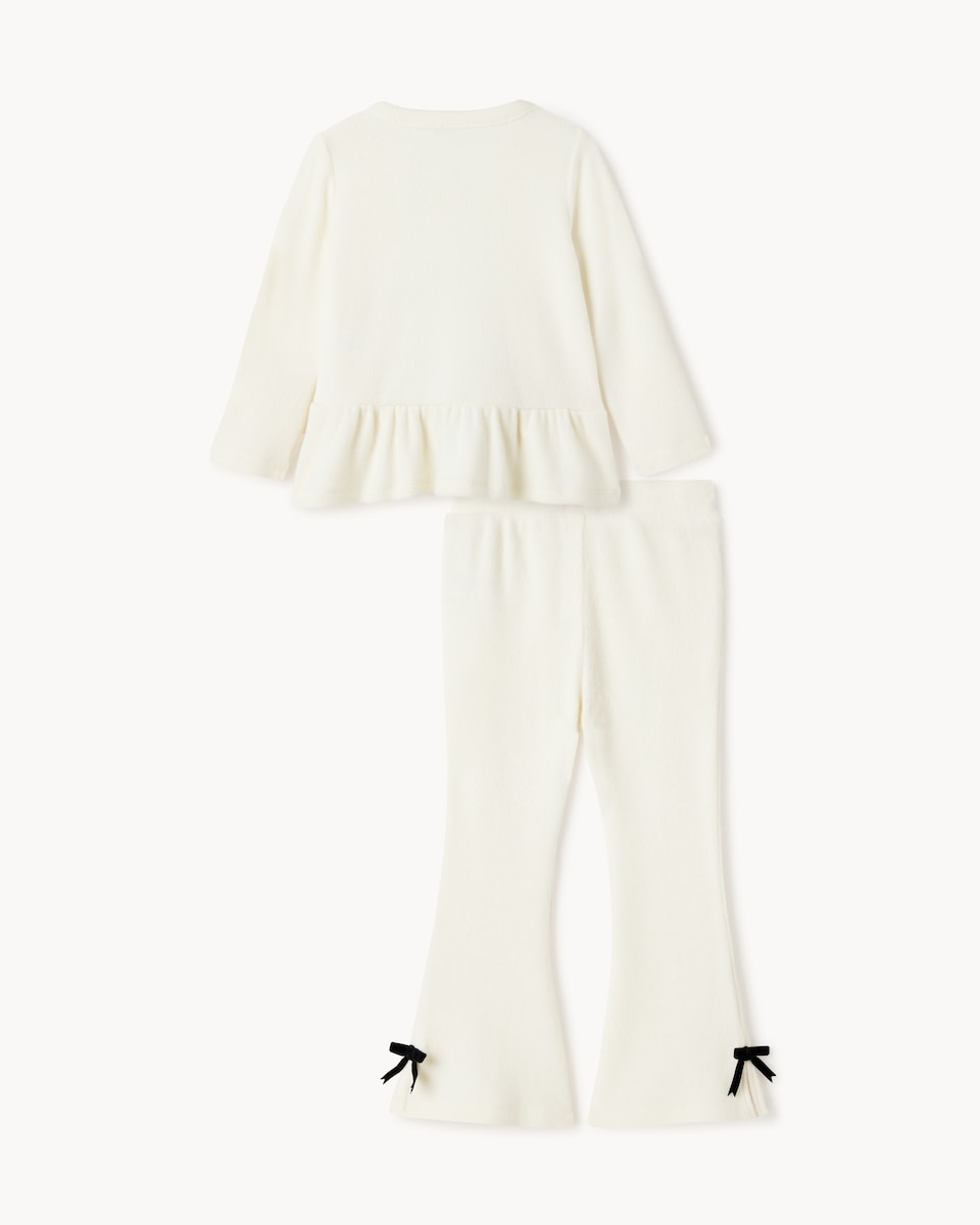 image 1 of F&F Girls Bow Top and Leggings Set in Cream
