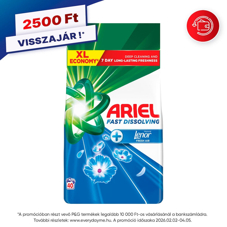Ariel Mosópor, 2.2 kg, 40 Mosáshoz, + Touch Of Lenor Fresh Air 1. kép