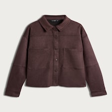 F&F Faux Suede Collared Co-ord Shirt in Brown