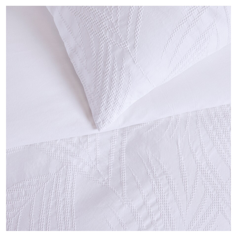 image 1 of Fox & Ivy Fluidity Waffle Leaves Duvet Set Kingsize