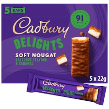 Cadbury Delights Hazelnut Caramel Chocolate Nougat Bar 5 Pack 110g