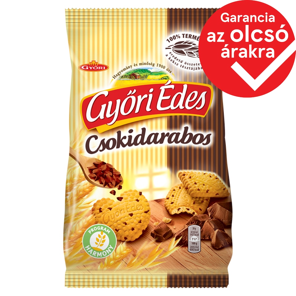 Győri Édes Csokidarabos omlós, mézes keksz csokoládédarabokkal 150 g